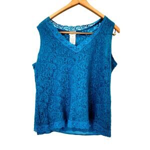 Y2K 00s Cottagecore feminine Paisley Delicate layering Lace Covington Tank XL